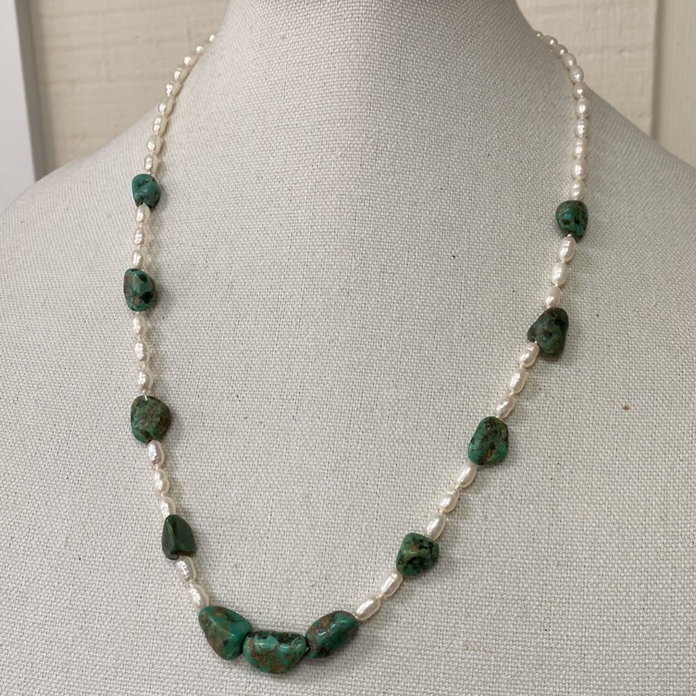 Fresh water pearls and turquoise necklace